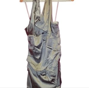 Suzi Chin for Maggy Boutique Silver Halter Style Dress Formal Prom Wedding